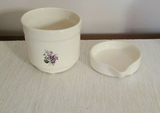 Vintage Haeger Usa Ceramic Pottery Planter Purple Flower Pot Drainage Dish 285