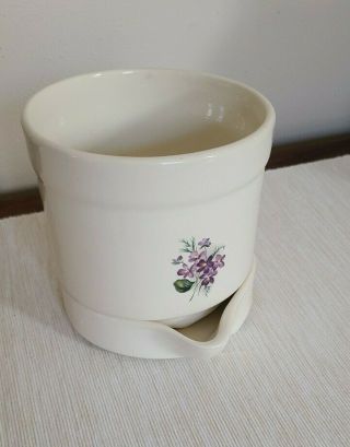Vintage Haeger USA Ceramic Pottery Planter purple flower pot drainage dish 285 2