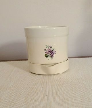 Vintage Haeger USA Ceramic Pottery Planter purple flower pot drainage dish 285 3