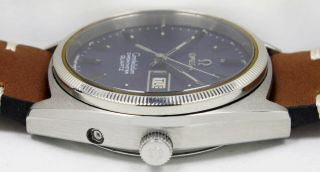 Omega Constellation Chronometer Quartz Day Date Shining Blue White Gold Bezel W 6