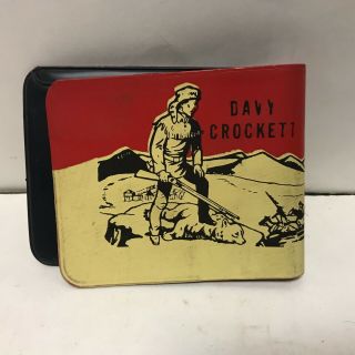 Vintage Davey Crockett Leather Bi Fold Wallet 1950 Red And White Nos