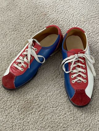 Vintage Bob Wolf Ladies/womens Bowling Shoes Red White & Blue Size 8