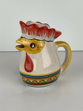 Sberna Italian Rooster Chicken Pitcher Jug Creamer Hand Painted Deruta Ceramics