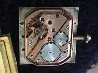 Mens 1955 Omega 14K SOLID GOLD Vintage 17j Swiss Made Square TANK Watch 4