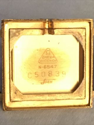 Mens 1955 Omega 14K SOLID GOLD Vintage 17j Swiss Made Square TANK Watch 5