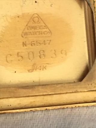 Mens 1955 Omega 14K SOLID GOLD Vintage 17j Swiss Made Square TANK Watch 6