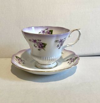 Royal Albert Tea Cup & Saucer Set Horizon Series Lavender Ombre Violets 1970