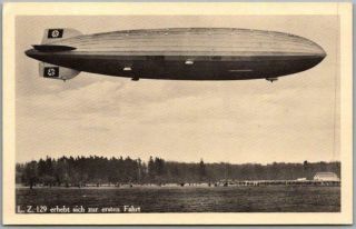 Vintage Hindenburg Airship Blimp Rppc Real Photo Postcard Lz 129 Germany