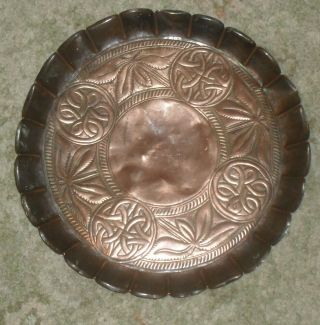 Antique Arts And Crafts Copper Tray With Celtic Knott Design C 1900.
