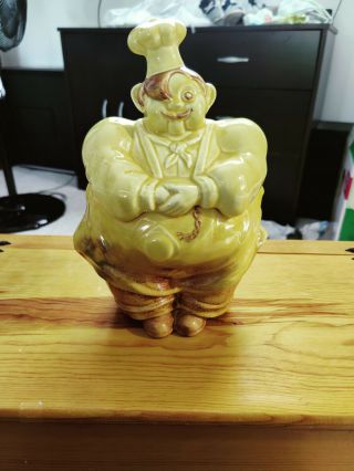 Vintage 1940s Red Wing Chef Pierre Yellow Cookie Jar