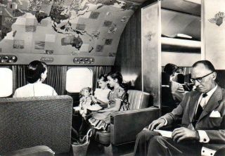 Airline Postcard Klm Lockheed Constellation Cabin Old Vintage