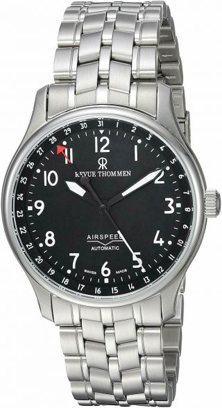 Revue Thommen Airspeed Classic Automatic Black Dial Silver Mens Watch 16005.  2137