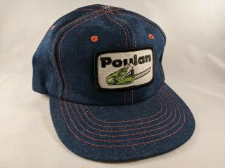 Vintage Poulan Chainsaws Denim Snapback Hat Workwear Patch Trucker Cap