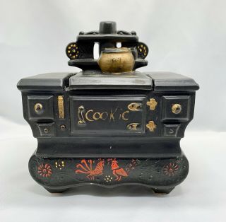 Vintage Mccoy Ceramic Black Stove Cookie Jar