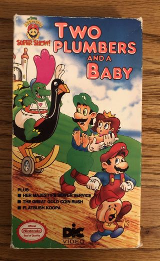 Mario Bros Show Two Plumbers And A Baby Vhs Vintage 1991 -