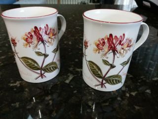 2 Vintage Laura Ashley Honeysuckle Coffee/tea Mugs Cup Bone China Exc