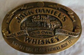 Jack Daniels Whiskey No.  7 Brass Metal Belt Buckle Collectible 1989