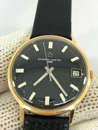 Eterna Matic Watch 1000 Automatic Cal.  1439u Solid Gold 18k Mens 34.  5mm Swiss