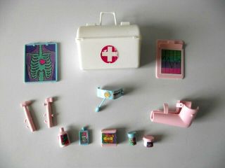 Vintage Barbie Doctors Bag With Contents - Cast,  X - Ray,  Chart,  Instruments,  Etc.