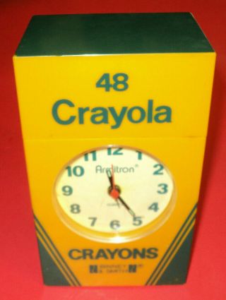 Vintage 48 Crayola Crayons Box Armitron Alarm Clock Binney & Smith Clock Broken?