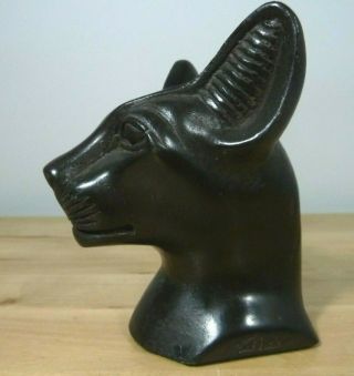 Egyptian Cat Goddess Bastet Black Head Ornament Figurine Heavy