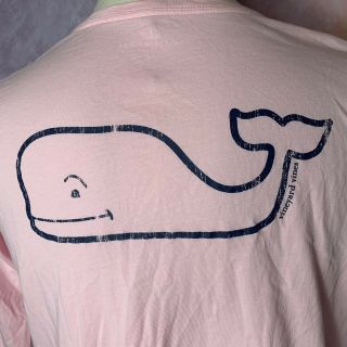 Vineyard Vines Women Pink Vintage Whale Long - Sleeve Print Pocket Tee T - Shirts Xl
