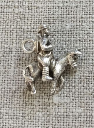 Vintage Sterling Silver Detailed Man On Donkey Charm