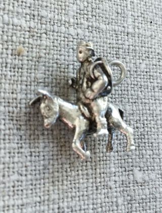 VINTAGE STERLING SILVER DETAILED MAN ON DONKEY CHARM 2
