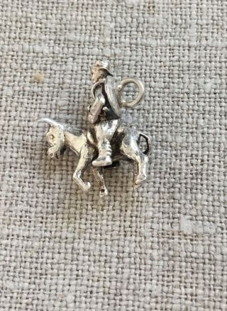 VINTAGE STERLING SILVER DETAILED MAN ON DONKEY CHARM 3