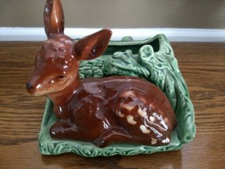 Vintage Shawnee Ceramic Deer Planter Vase 766 Usa Green