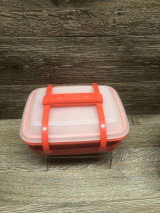 Vintage Tupperware Pack N Carry Lunch Box 1513 Paprika Orange - Box,  Lid & more 2