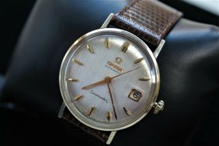 Vintage Omega Seamaster Automatic Wristwatch Solid 14k Gold Case 1960 