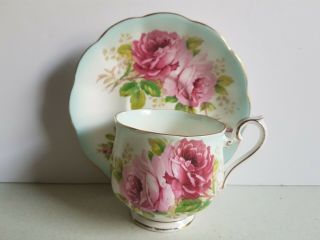 Royal Albert Light Blue And Rose Tea Cup And Saucer Set