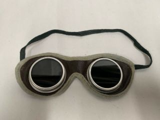 Vintage Steam Punk Cloth Canvas Frame Cutting Torch Tinted Goggles (a5)