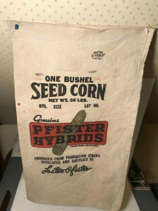 Vintage Pfister Hybrids Seed Corn Cloth Sack