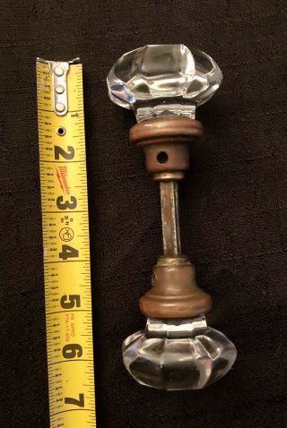 Vintage Antique Victorian 8 - Point Crystal Clear Glass Brass Door Knob With Shaft 3