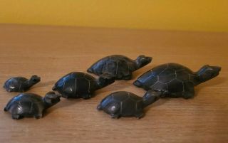 6 Vintage Hand Carved Stone Marble Sea Turtle Family Figurine