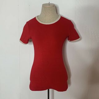 Vintage Terry Cloth Womens Short Sleeve Shirt Red White Ringer Top Small Xs
