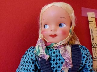 Vintage Ethnic Cloth Doll With Celluloid Face,  Blond Hair,  Poland - 14 in.  tall 2