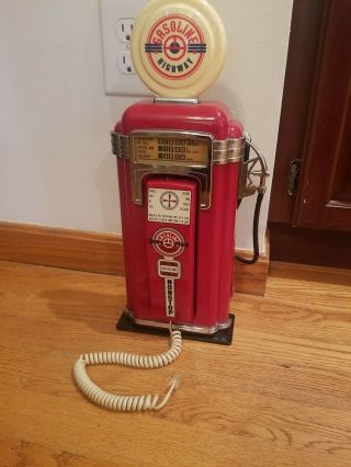 Vintage Gasoline Highway Phone Wall Mount Man Cave Gas Pump Red - As - Is