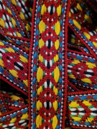 5 1/3 Yards Vintage Woven Sewing Craft Knit Trim Black Blue Yellow Southwest