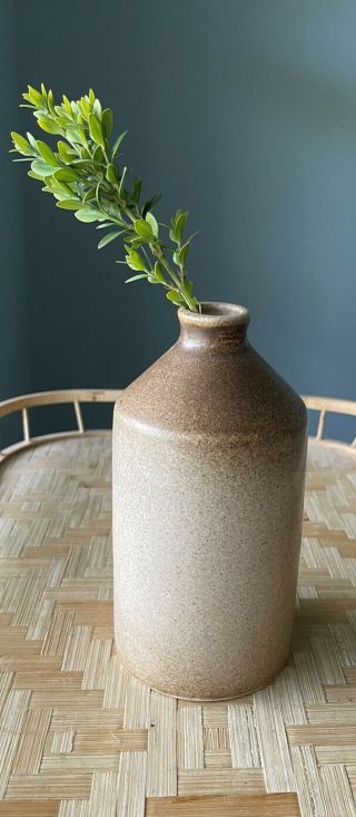 Vintage Signed Studio Art Pottery Stoneware Vase Vessel Weed Pot Brown/beige