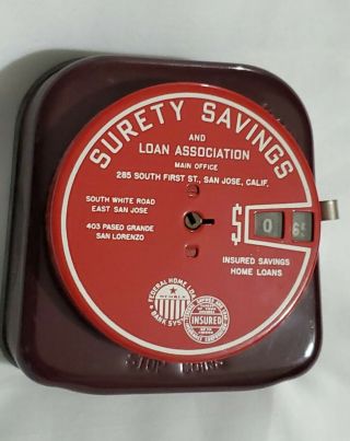 Vintage Toy Bank / Add A Coin Bank Surety Savings