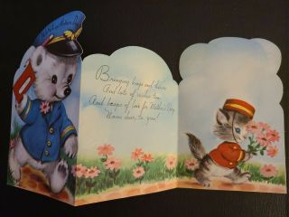 Vtg Rust Craft Greeting Card M.  Cooper Anthropomorphic Bear Kitten Mother 