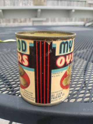 VINTAGE MY T GOOD OYSTER TIN BILOXI MS SEAFOOD GROCERY STORE CAN Paper Label 2