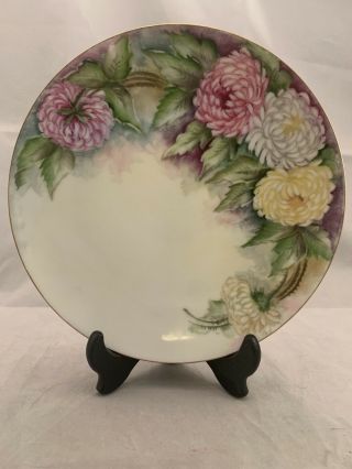 Vtg Porcelain Thomas Sevres Bavaria Plate Hand Painted Flowers Signed