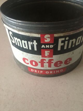 Vintage S&F Smart And Final Coffee Tin Can 1 lb No Lid Los Angeles CA 3