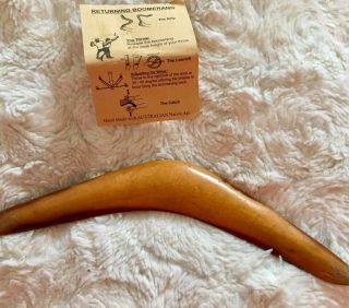 Australian Vintage Mulga Wood Boomerang 10 In Midcentury Aboriginal Handmade