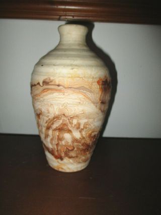 Vintage Nemadji Pottery Brown Orange Swirl Vase Made In Usa 8 1/2 "