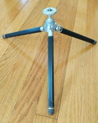 Vintage Ising German Brass Telescoping Legs Camera Tripod With Leather Case